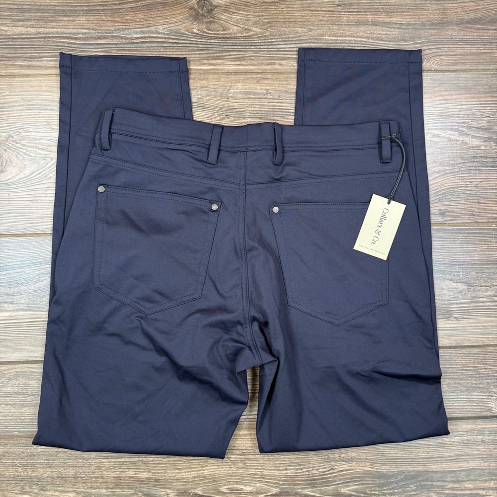 Collars & Co Mens Size 34x32 CEO Tech Pull-On Pants Navy Blue Stretch Chino NWT - Picture 7 of 9
